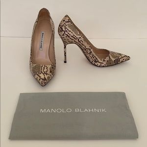 Manolo Blahnik Snakeskin 100mm Pumps Size 37